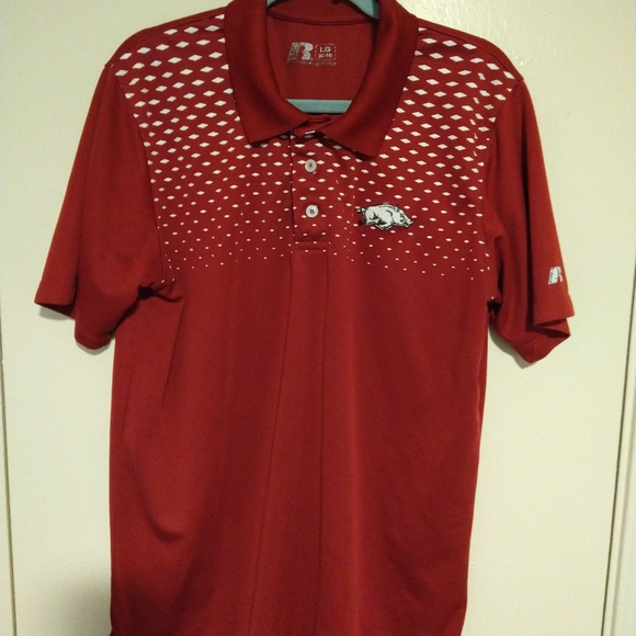 Russell Arkansas Razorbacks Short Sleeve Polo Shirt Men's sz Large. - Picture 3 of 7